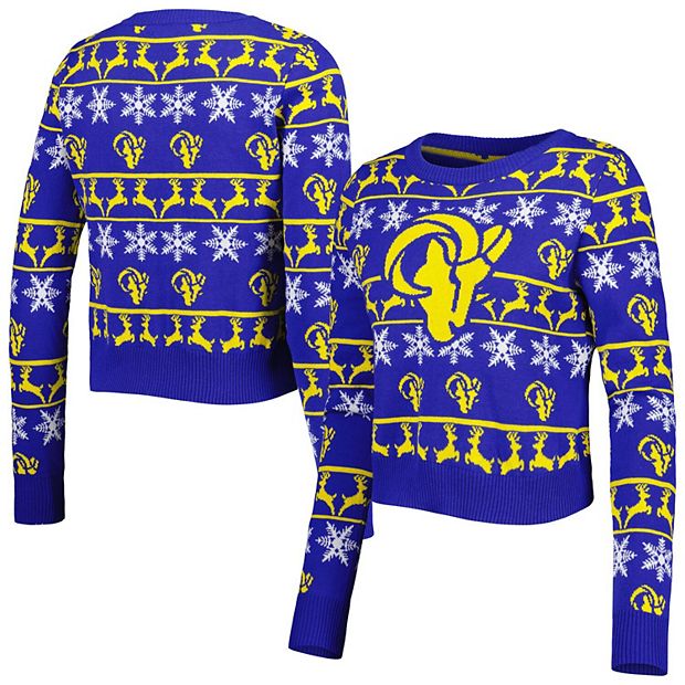 Women's FOCO Royal Los Angeles Rams Ugly Holiday Cropped