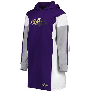 Women's G-III 4Her by Carl Banks Purple/White Baltimore Ravens Bootleg Long Sleeve Hoodie T-Shirt Dress
