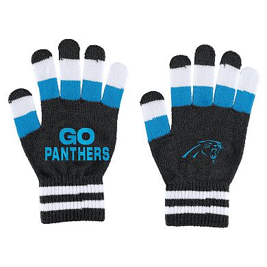 Women's WEAR by Erin Andrews Carolina Panthers Striped Scarf & Gloves Set