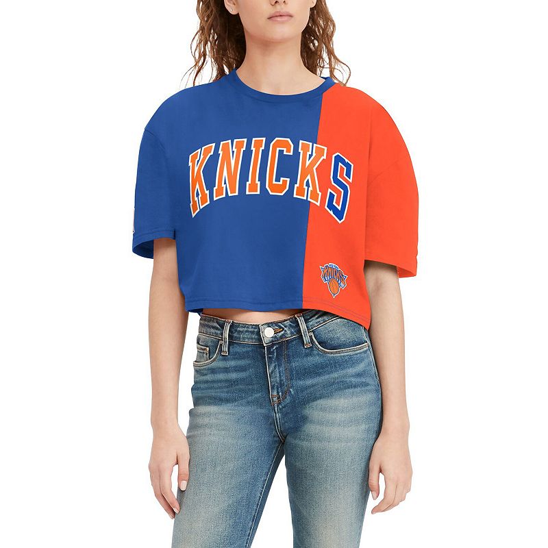 Womens Tommy Jeans Royal/Orange New York Knicks Betsy Relaxed Crop T-Shirt