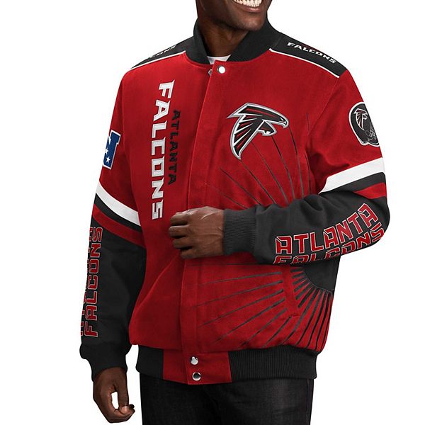 Mens G Iii Sports By Carl Banks Red Atlanta Falcons Extreme Redzone Full Snap Varsity Jacket 