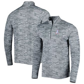 Men's Antigua Gray Houston Oilers Brigade Throwback Quarter-Zip Top