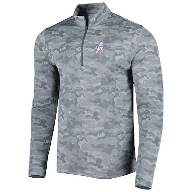 Men's Antigua Gray Houston Oilers Brigade Throwback Quarter-Zip Top