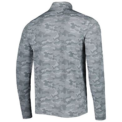 Men's Antigua Gray Houston Oilers Brigade Throwback Quarter-Zip Top