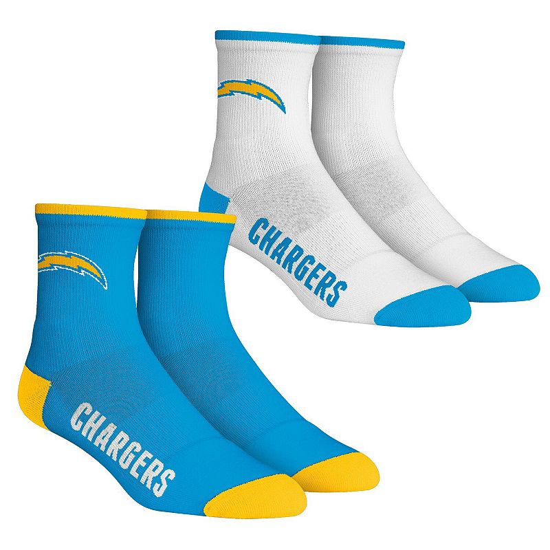 Youth Rock Em Socks Los Angeles Chargers Core Team 2-Pack Quarter Length So