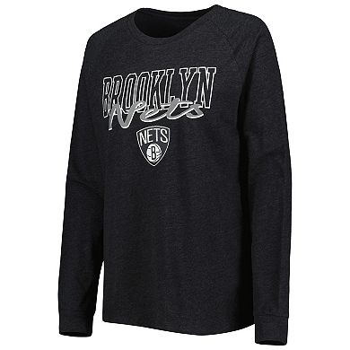 Women's Concepts Sport Heather Black/Heather Gray Brooklyn Nets Team Raglan Long Sleeve T-Shirt & Shorts Sleep Set