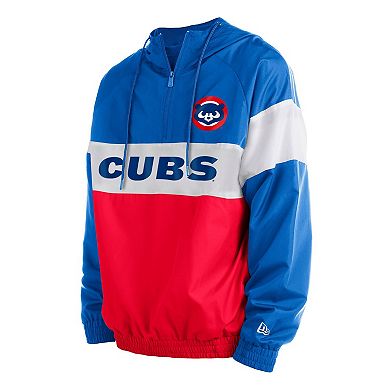 Men's New Era Red Chicago Cubs Raglan Quarter-Zip Hoodie