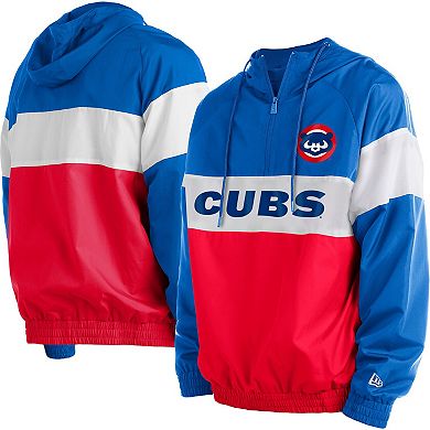 Men's New Era Red Chicago Cubs Raglan Quarter-Zip Hoodie