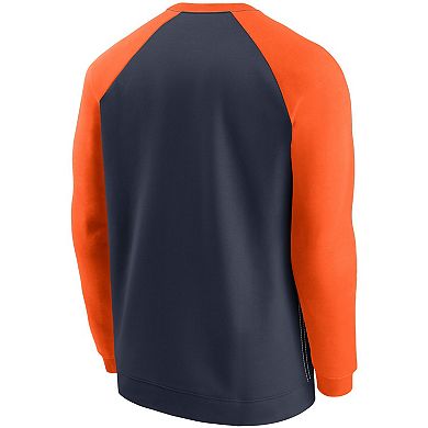 Men's Nike Navy/Orange Chicago Bears Historic Raglan Crew Performance Sweater