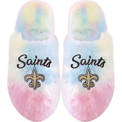 Youth FOCO New Orleans Saints Rainbow Script Slippers