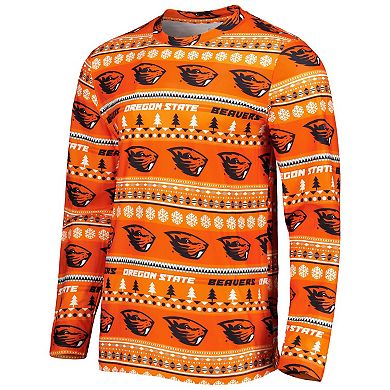 Men's Concepts Sport Orange Oregon State Beavers Swivel Long Sleeve T-Shirt & Pants Sleep Set