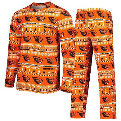 Men's Concepts Sport Orange Oregon State Beavers Swivel Long Sleeve T-Shirt & Pants Sleep Set