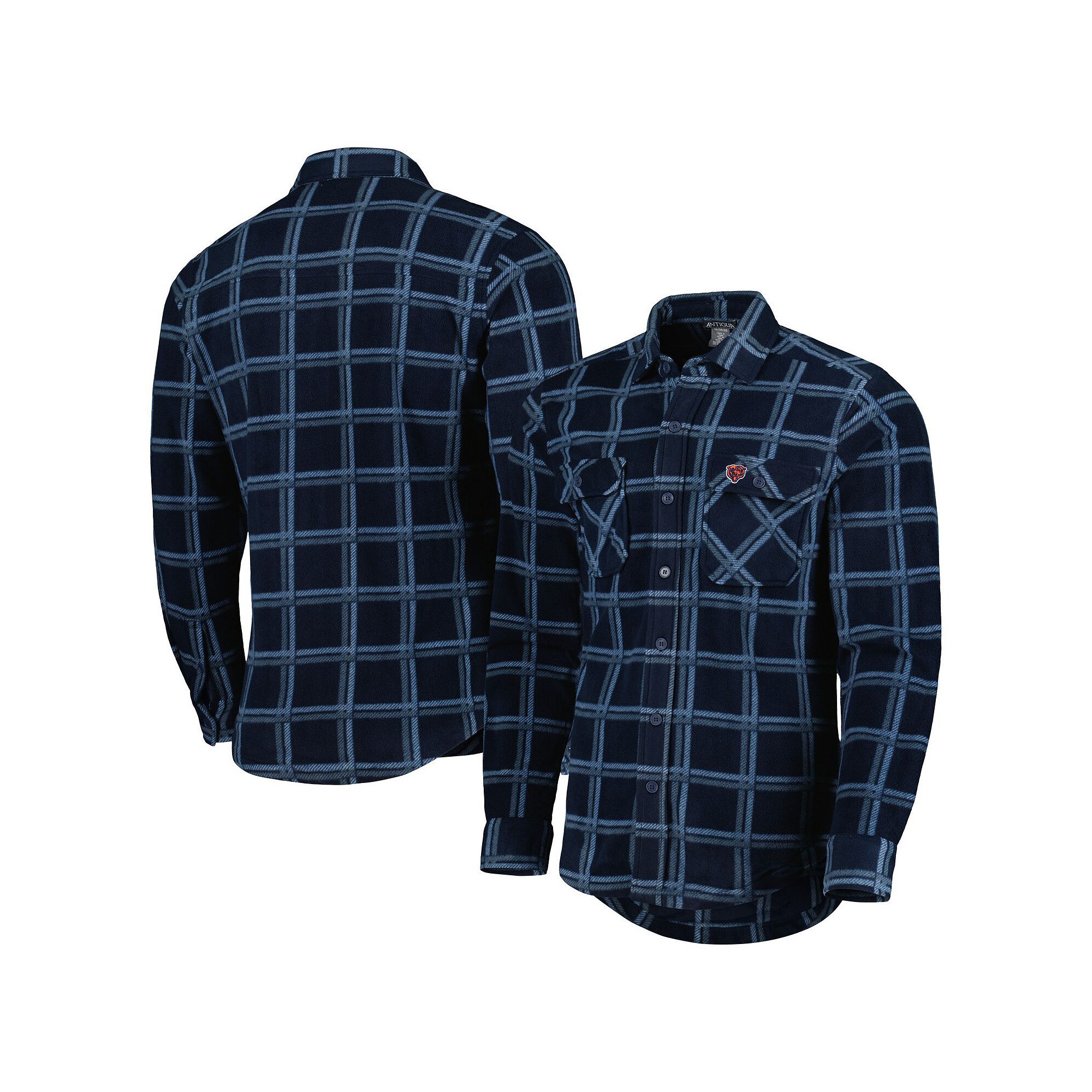 Mens Antigua Navy Chicago Bears Industry Flannel Button-Up Shirt Jacket, S