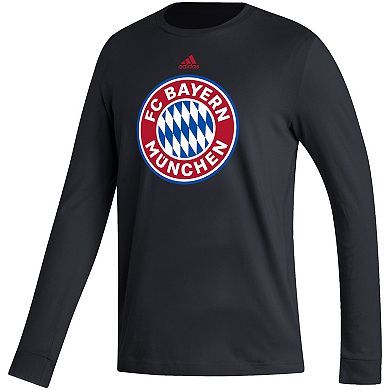 Men's adidas Black Bayern Munich Vertical Wordmark Long Sleeve T-Shirt