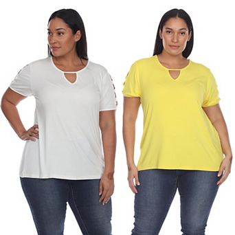 Essential Plus 2 Pack White Keyhole Neck Top