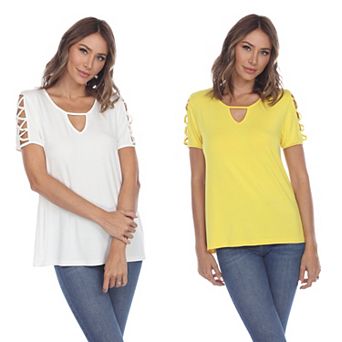 Essential 2 Pack White Keyhole Neck Top