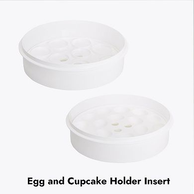 Round Cake Carrier with Handle for Desserts, Cupcakes, Deviled Eggs (White)