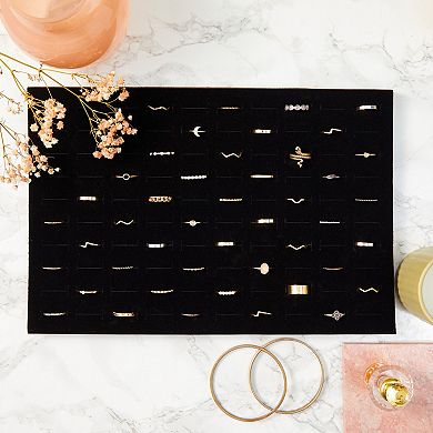 5-pack 100 Slots Velvet Ring Insert Display Tray (13 X 9 In, Black)