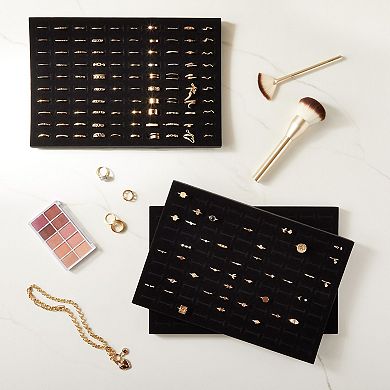 5-pack 100 Slots Velvet Ring Insert Display Tray (13 X 9 In, Black)