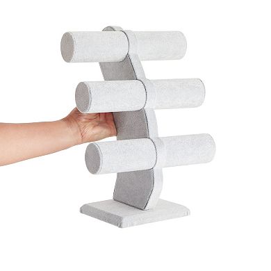 Velvet 3-tier Jewelry Holder For Necklaces And Bracelets For Selling (gray)
