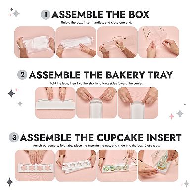 12 Pack Clear Cupcake Boxes Carrier Container with Gold Handle, 4 Compartments