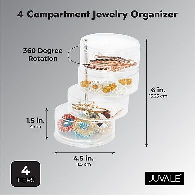 Plastic Jewelry Organizer, Hair Tie Container for Bathroom (4.5 x 6.9 In)