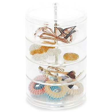 Plastic Jewelry Organizer, Hair Tie Container for Bathroom (4.5 x 6.9 In)