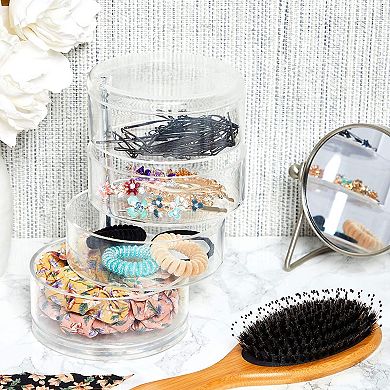 Plastic Jewelry Organizer, Hair Tie Container for Bathroom (4.5 x 6.9 In)