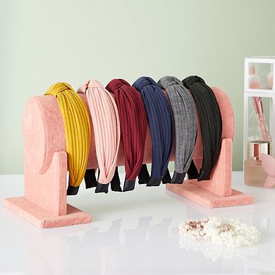 Pink Velvet T-Bar Bracelet Bar Jewelry Stand, Headband Organizer for Girls (12 x 6.5 x 7 In)