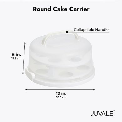 2-In-1 Round Cake Carrier with Lid for 10-Inch Pies, 14 Cupcakes (12 x 5.9 In)