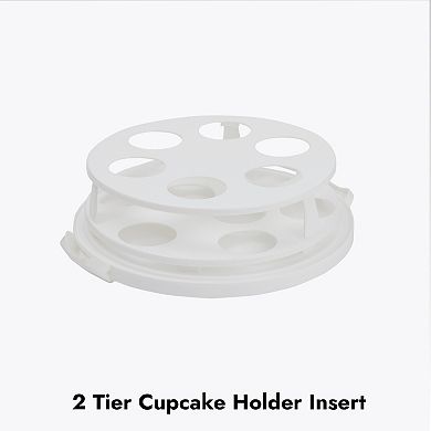 2-In-1 Round Cake Carrier with Lid for 10-Inch Pies, 14 Cupcakes (12 x 5.9 In)