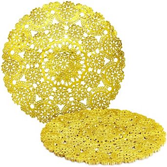 Juvale 60 Pack Gold Doilies, 12 inch Round, Disposable Placemats for Party