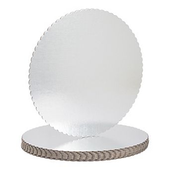 12 Pack Silver 12 Inch Cake Drums for Baking, Round Scalloped Cake Boards for Desserts, Bakery