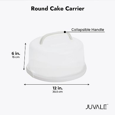 Round Cake Carrier with Lid and Handle for 10-Inch Desserts (12 x 5.9 In)