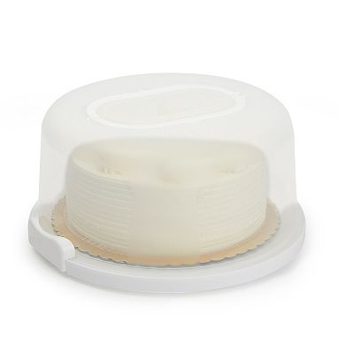 Round Cake Carrier with Lid and Handle for 10-Inch Desserts (12 x 5.9 In)