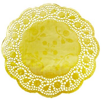 100 Pack 12 Inch Gold Doilies, Round Paper Placemats For Weddings, Desserts