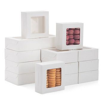 50 Pack 6x6 Bakery Boxes with Window for Desserts, Treat Containers for Cookies