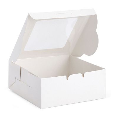 50 Pack 6x6 Bakery Box with Window, White Cookie Boxes, Disposable Containers for Cupcakes, Treats, Pastries, Dessert Boxes for Gifting, Selling, Special Events