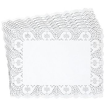 100 Pack Rectangular Paper Doilies, Decorative Placemats (White, 15.5 x 11.7 In)