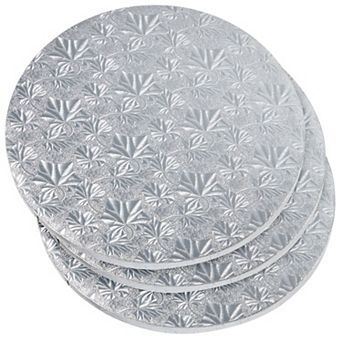 3-Pack Silver Foil Cake Boards, Corrugated Cardboard for Multi-Layer Cakes