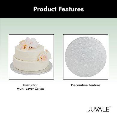 3-Pack Silver Foil Cake Boards, Corrugated Cardboard for Multi-Layer Cakes