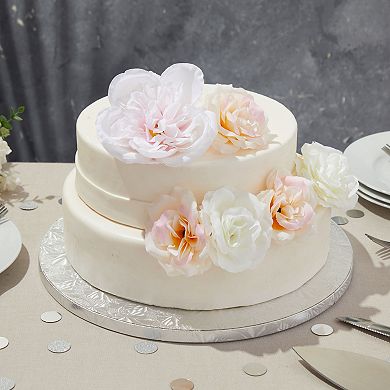 3-Pack Silver Foil Cake Boards, Corrugated Cardboard for Multi-Layer Cakes