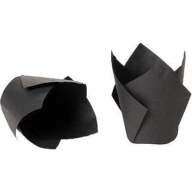 Black Tulip Cupcake Liners For Weddings And Birthday, Paper Baking Cups (100 Pack)