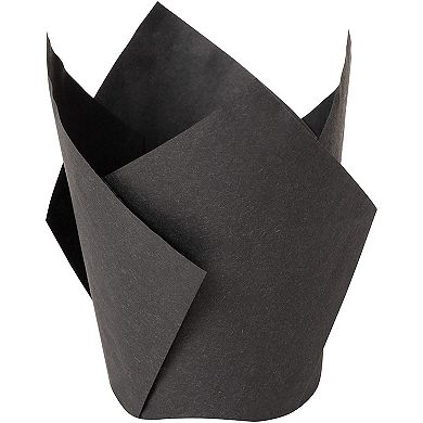 Black Tulip Cupcake Liners For Weddings And Birthday, Paper Baking Cups (100 Pack)