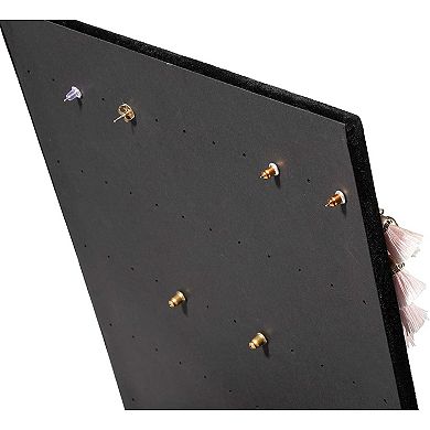 60 Holes Black Velvet Earring Display Stand Holder Jewelry Studs Rack Organizer