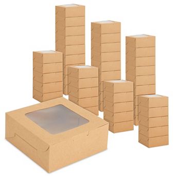 50 Pack Kraft Pastry Boxes with Window for Cookies, Cupcake Box (6 x 2.5 In)