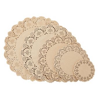 250 Pack Brown Round Paper Doilies Lace For Art Craft Assorted For Party Décor
