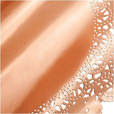 100 Pack Metallic Lace Round Copper Orange Placemats for Formal Events, 10 In