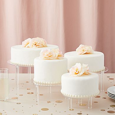 4-Piece Round Acrylic Cake Stand for Dessert Table, Clear Cupcake Display Risers for Wedding (4 Sizes)
