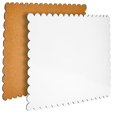 White Foil Cake Boards, Scalloped Rectangle Dessert Base (14 x 10 In, 25 Pack)